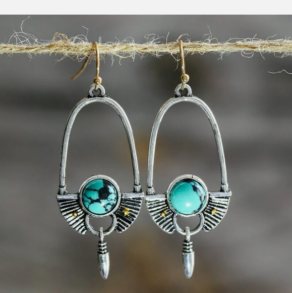 Vintage 925 Silver Ear Hook Dangle Drop Earrings - Picture 2 of 5